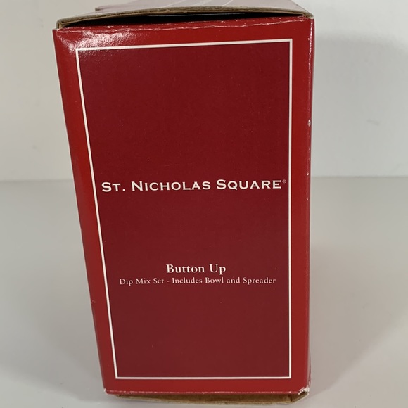 St. Nicholas Square Button Up Holiday Snowman Dip Mix Set Ceramic Bowl Spreader - Picture 12 of 13